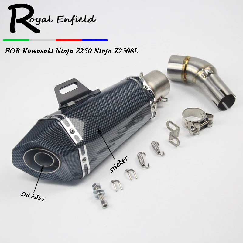 

Z250 Z300 Motorcycle Exhaust Middle Pipe Motorbike Laser Marking Muffler For Kawasaki 250R Ninja 250 Ninja 300 Z250SL Link Pipe