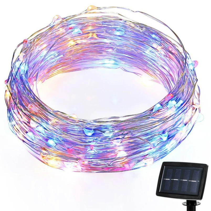 Солнечная лампа гирлянда 150 LED медный провод Солнечный свет сказочные наружные