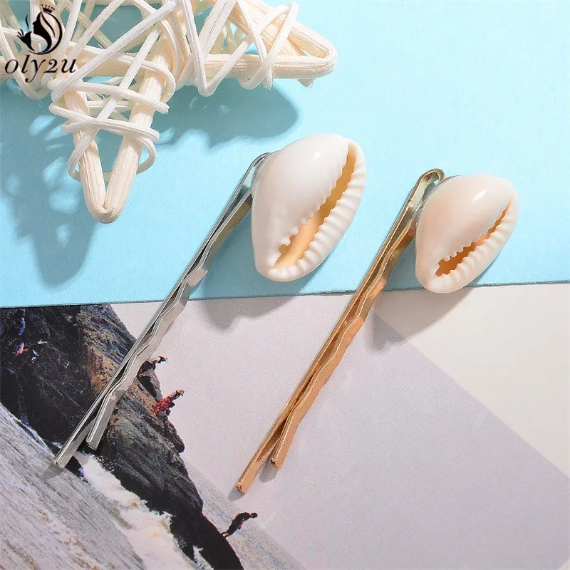 

Oly2u Fashion Conch Cowrie Shell Hair Pins Pearl Barrette Hair Clips for Women Girls Sea Shell Hair Accessories for Wedding