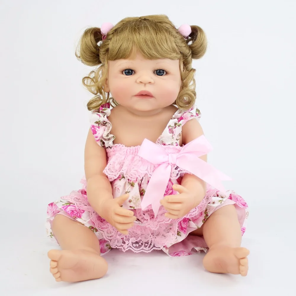 Kopen 55cm Full Siliconen Vinyl Reborn Baby Pop Prinses Realistische Pasgeboren Bebe Alive Kinderen Verjaardagscadeau GirlsPlay Huis Baden Speelgoed