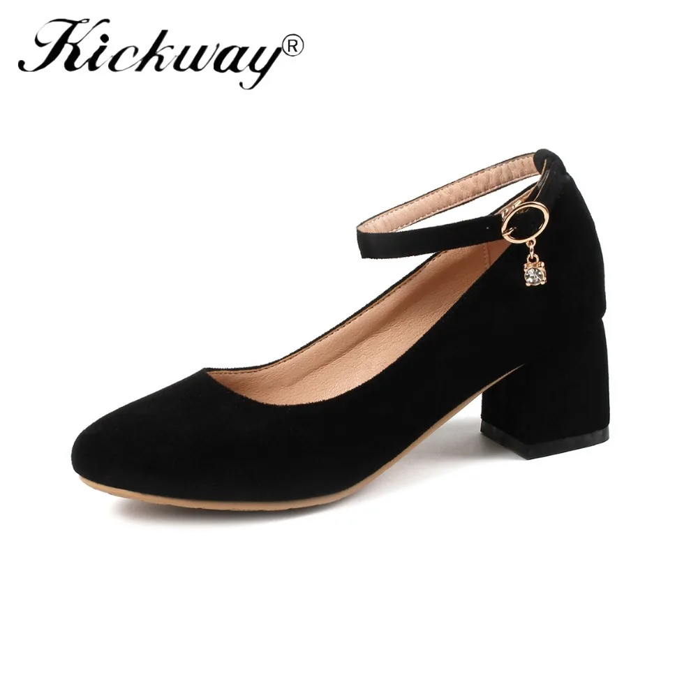 

Ladies Office Shoes Dress Shoes Low Heels Pumps Pu Leather Dress Shoes Square Thick Heels Slip on Shoes zapatos mujer Size 34-44
