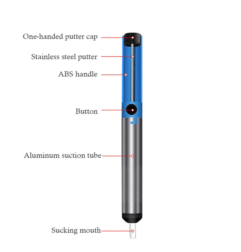 1 шт., металлический припой, присоска, отпаивающий насос, Вакуумный паяльник, отсос, жестяная ручка, ручные инструменты, сварочные ручные инструменты
