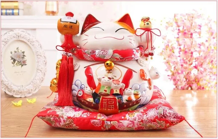 Японский стиль большой негабаритный орнамент Lucky Cat керамическая копилка открытие подарок магазин Декор