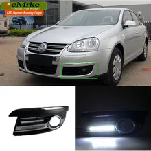 eeMrke LED Daytime Running Lights For VW Volkswagen Jetta A5 2005-2011 White DRL Light Fog Lamp Cover Kits