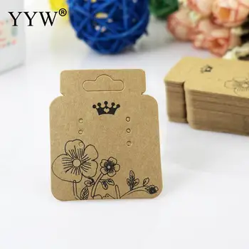 

Vintage Earring Cards Blank Jewelry cards Kraft Paper flower pattern Display Card 45x52mm 100PCs/Lot