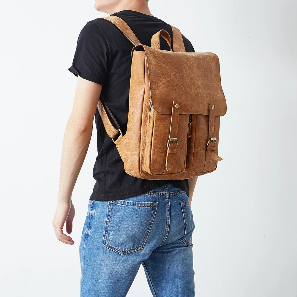 Мужские школьные сумки из натуральной кожи для подростковые рюкзаки Mochila винтажный рюкзак кожаный мужской рюкзак мужские дорожные сумки