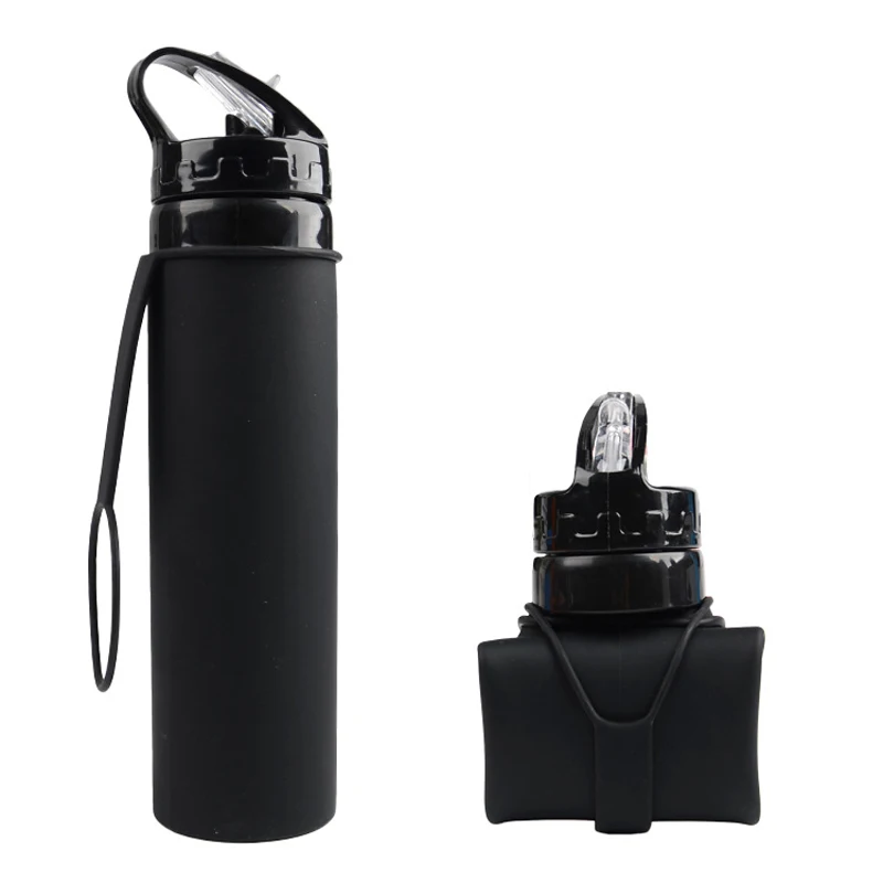 

600ml Collapsible Folding Silicone Sports Water Bottle for Outdoor Cycling Camping Running E2S