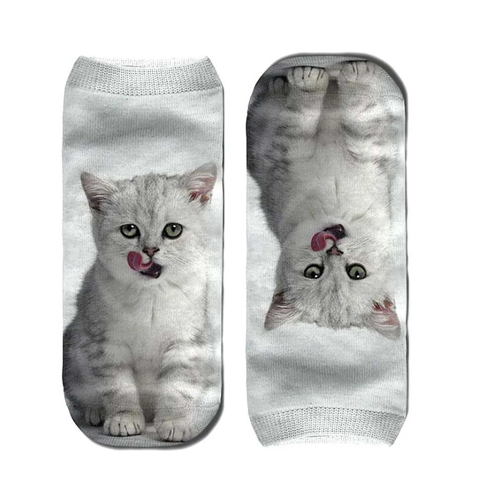 

New HOT 3D Printing Women Socks Fashion Unisex Breathable Christmas Socks Cat Female Funny Low Ankle Femme Sock 1 Pair