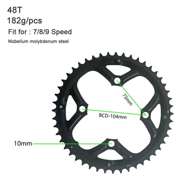 22T 32 т 42 44 т 48 7/8/9/10 Скорость MTB складывающийся BMX велосипед шатун для дорожного велосипеда диаметра окружности болтов(диск зубчатое колесо цепной передачи зуб срез ремонт Запчасти - Цвет: 48T Black