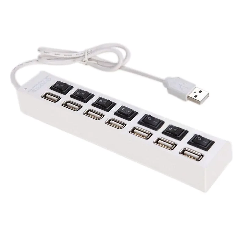 7 Ports USB Power Cable 2.0 Hub ON OFF Sharing Switch