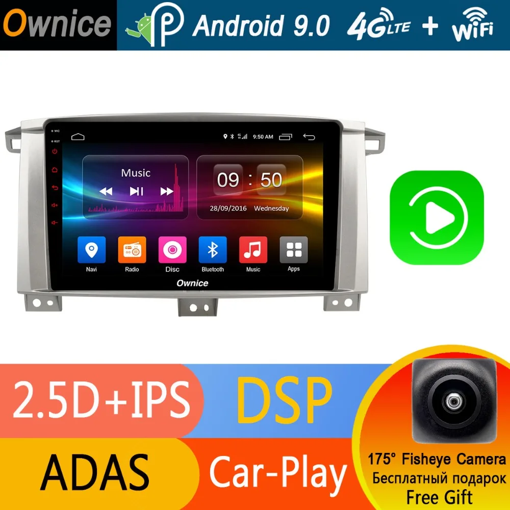 Top 9" IPS Android 9.0 Octa Core RAM 4G RAM+32G ROM Car DVD player for Toyota Land cruiser 100 2005 2006 2007 Navi Radio DSP CarPlay 0