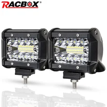 Светодиодный светильник RACBOX, 4 дюйма, 72 Вт, 60 Вт, 48 Вт, 42 Вт, 18 Вт, комбинированный луч потока, 12 В, 24 В, внедорожный, 4WD ATV UTV, UAZ, мотоциклетная лодка