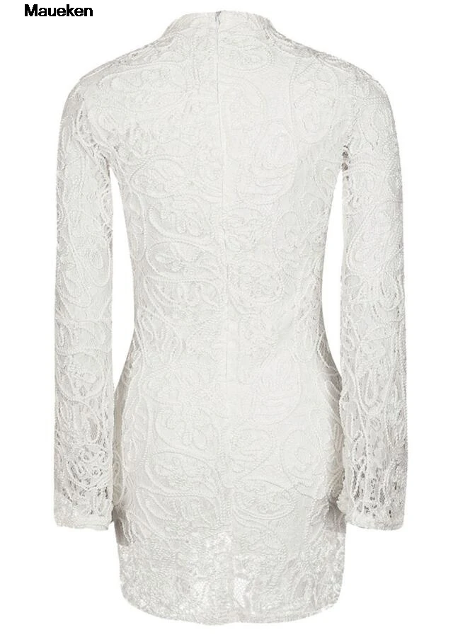 Vestidos de encaje Mujer 2018 otoño manga larga Crochet Shell Bell manga Vestido de Renda Ropa Mujer Vestidos de encaje Mujer 2018 otoño manga larga Crochet Shell Bell manga Vestido de Renda Ropa Mujer