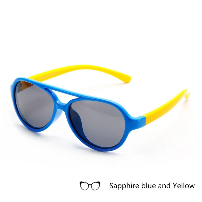 Новые силиконовые детские солнцезащитные очки Квадратные очки для мальчиков и девочек UV400 фирменный дизайн мягкие Защитные солнцезащитные очки - Цвет линз: Синий