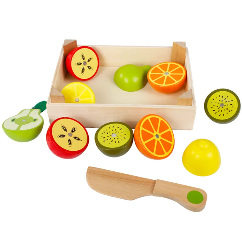 Montessori Toys Children Early Education Learning Wooden Toys kid 3D Kitchen Cutting Fruit Vegetables Board Real Life Toy