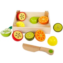 Montessori Toys Children Early Education Learning Wooden Toys kid 3D Kitchen Cutting Fruit Vegetables Board Real Life Toy
