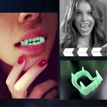 

Vampire Fake Teeth Luminous Glow in the Dark Gag Terrorist Toy for Halloween Party Cosplay Prop Masquerade Funny Makeup Dentures