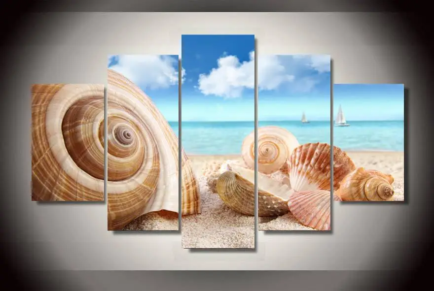 HD Printed Beach sea shells conch Painting on canvas room decoration ...
