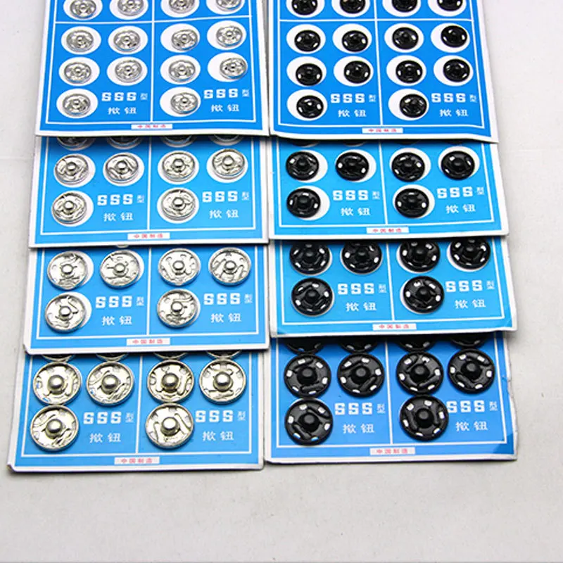 

New Black White 20pcs/lot 10mm/12mm/14mm/15mm Small Metal copper Snap Fasteners Press Button Stud sewing accessory