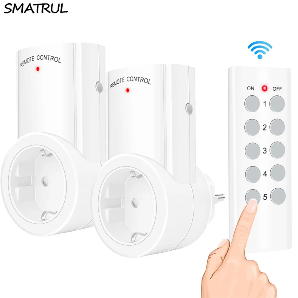 

SMATRUL 433mhz smart Wireless 2 Socket 1 Remote Control wall Electrical EU UK Plug home Outlet Switch 220v 230v 10A LED Lights