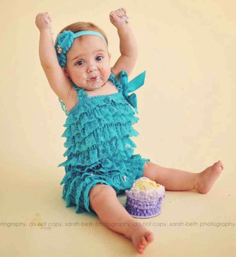 Одежда для маленьких девочек детский синий гофрированный кружевной комбинезон для малышей, комбинезон для новорожденных, одежда для дня рождения, одежда для фотосессии DS9 - Цвет: G