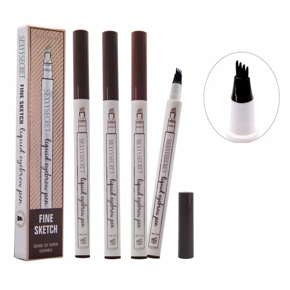 

4 End Drawing Eyebrow Pencil Super Thin Enhancers Waterproof Sweatproof Fast Dry Eyebrow Pen Eye Brow Pen Spiral Brush Cosmetics