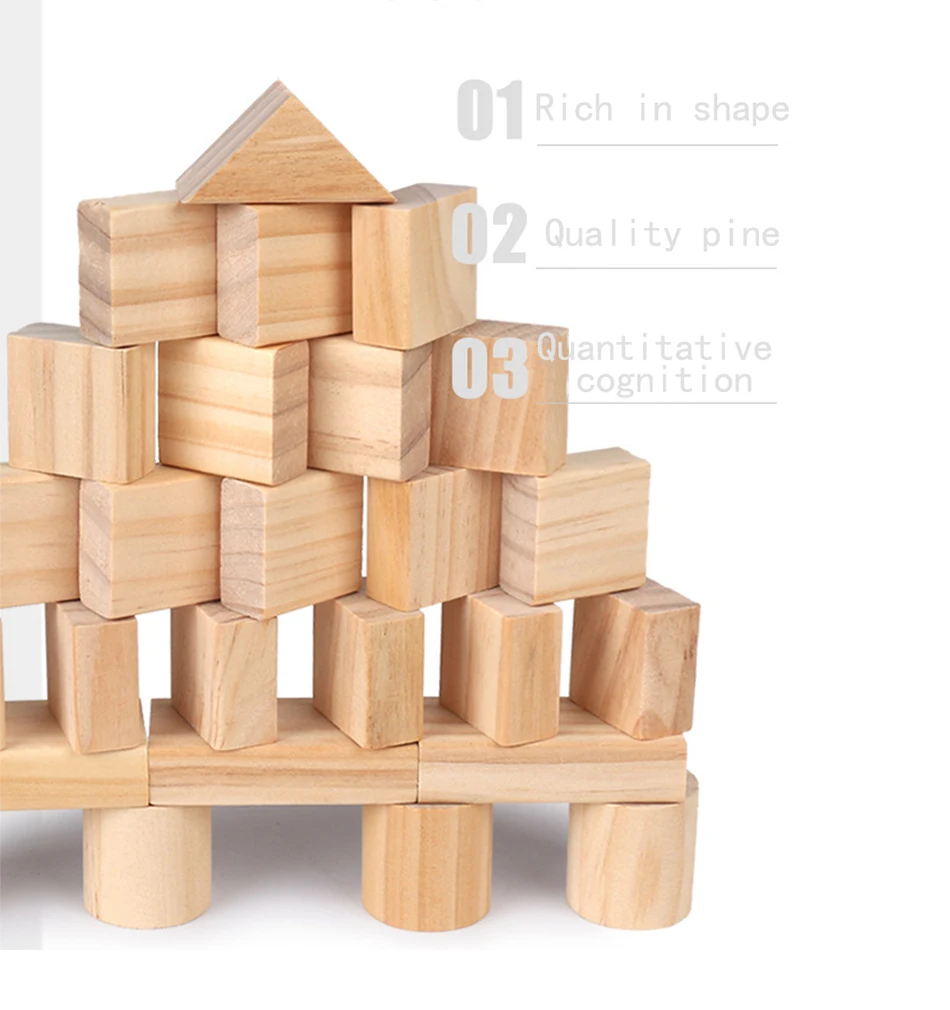 100 PcsLot Environmental Wooden Building Blocks Set Toys for Children Wooden Rainbow Educational Toy Montessori Stacking Cubes (15)