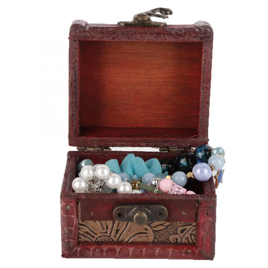 Vintage Handcraft Wooden Jewelry Box Container Ring Earring Necklace Bracelet Storage Holder Mini Jewelry Organizer For Jeweler