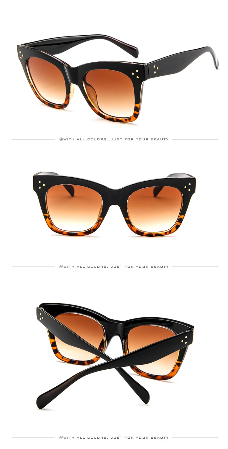 Роскошные прямоугольные солнцезащитные очки для женщин фирменный дизайн ретро красочные прозрачные Модные солнцезащитные очки «кошачий глаз» женские очки UV400