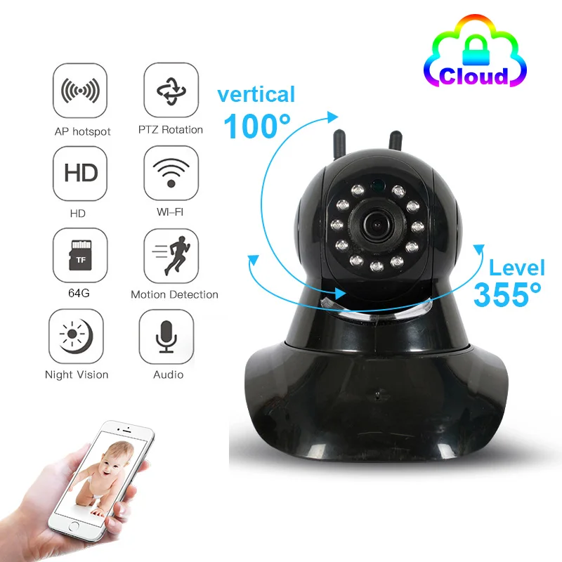 

720P HD Wireless Wifi Network Camera Home Security Surveillance Camera Onvif P2P Infrared Cutting P / T Night Vision CCTV Indoor