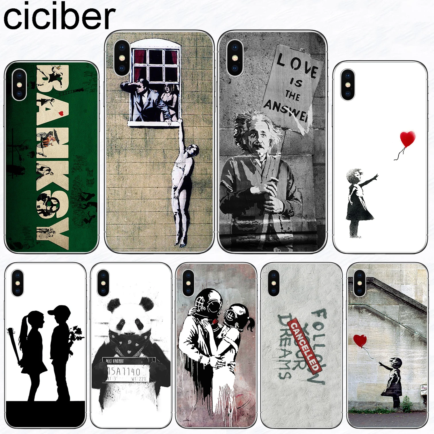 

ciciber Banksy Graffiti Phone Case for iPhone 11 Pro XS MAX X Silicone Cover for Iphone XR 8 7 6 6S Plus SE 5S Coque Funda Shell