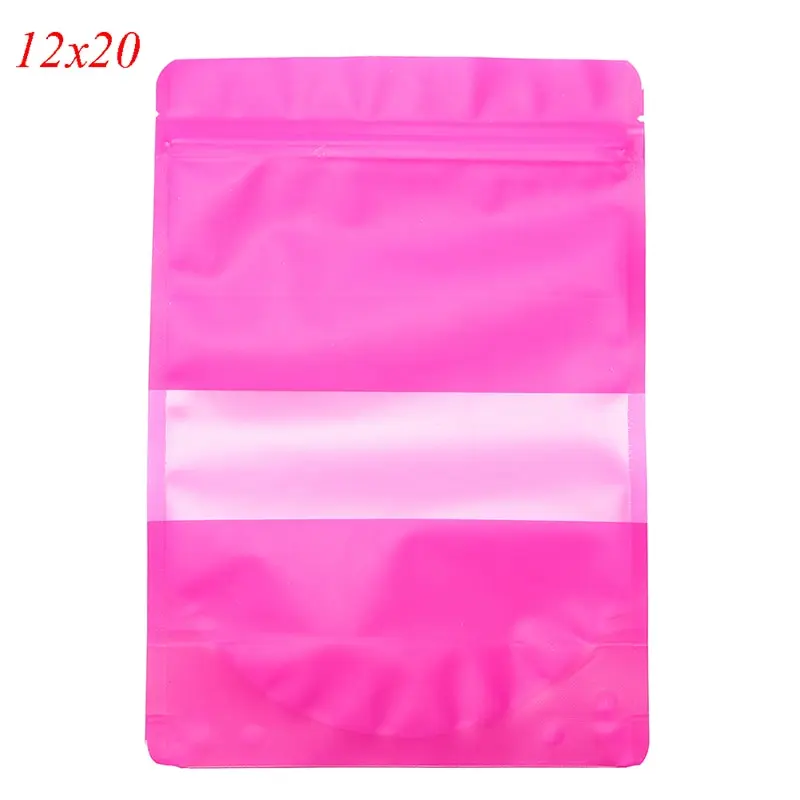 10pcs/lot Rose Red Ziplock Seal Storage Bag Coffee Sweets Kraft Paper Bag Window Stand Up Sealable Food Package Pouch