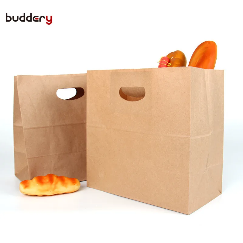 Big Size Handbags Kraft Paper Handbags Craft Hand Bag Takeaway Pack Portable Paper Bags 50pcs
