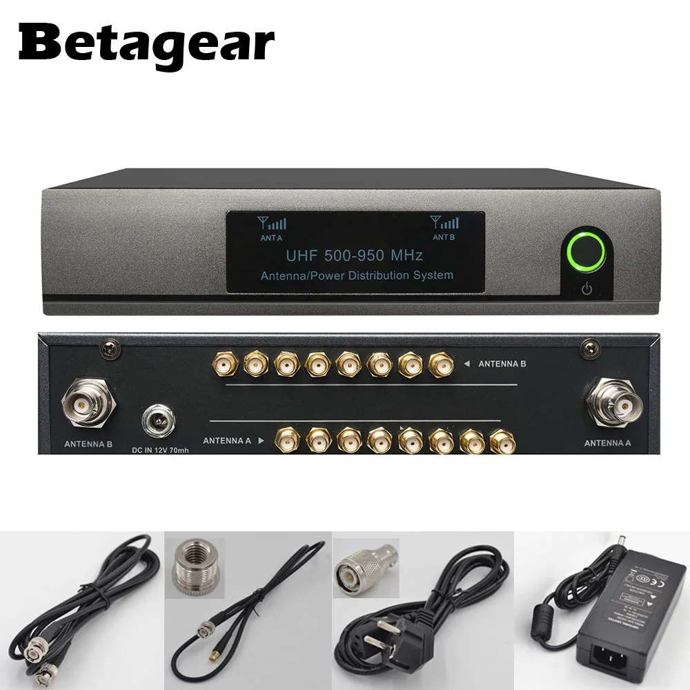 Betagear широкополосный UHF 8-канальный видеорегистратор активный Антенный разветвитель и Мощность распределения УВЧ беспроводной системы 500-950 МГц профессиональный аудио - Цвет: without antenna