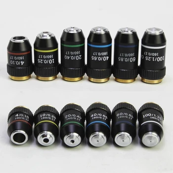 Biological Microscopes Lens 4X 10X 20X 40X 60X 100X(oil) Achromatic Objective Lens Black Shell microscopes in endodontics