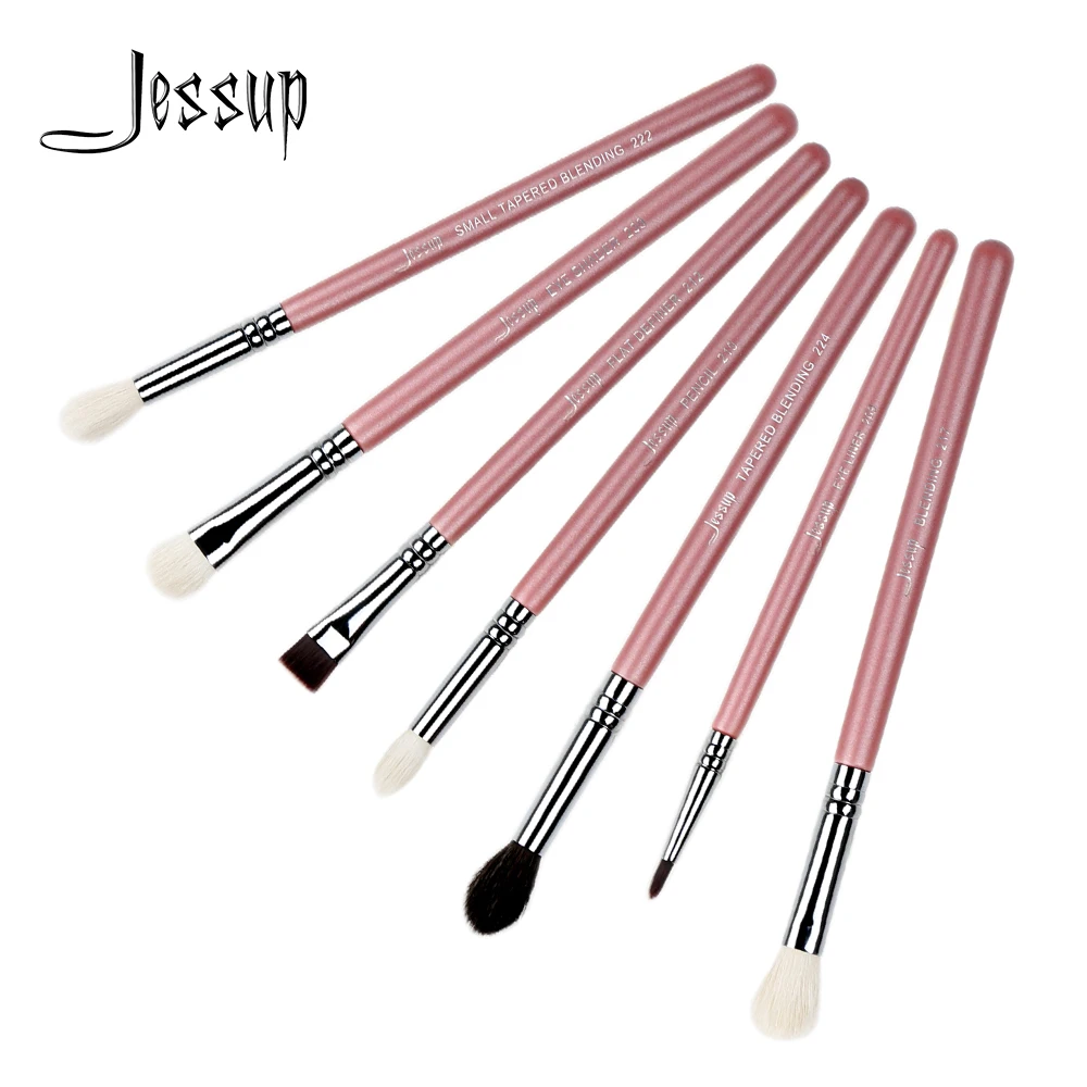 

Jessup brushes 7pcs makeup brushes set Pink/Silver Pro Cosmetics Eye Brushes Set Eyeshadow Pencil Blending Brushes T078