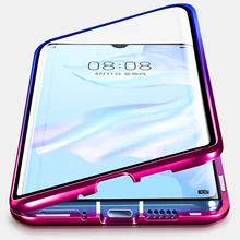 Магнитный чехол для телефона с градиентом цвета для huawei P30 mate 30 mate 20x P20 двусторонний металлический бампер из стекла Honor 9X8X20 10 Чехол