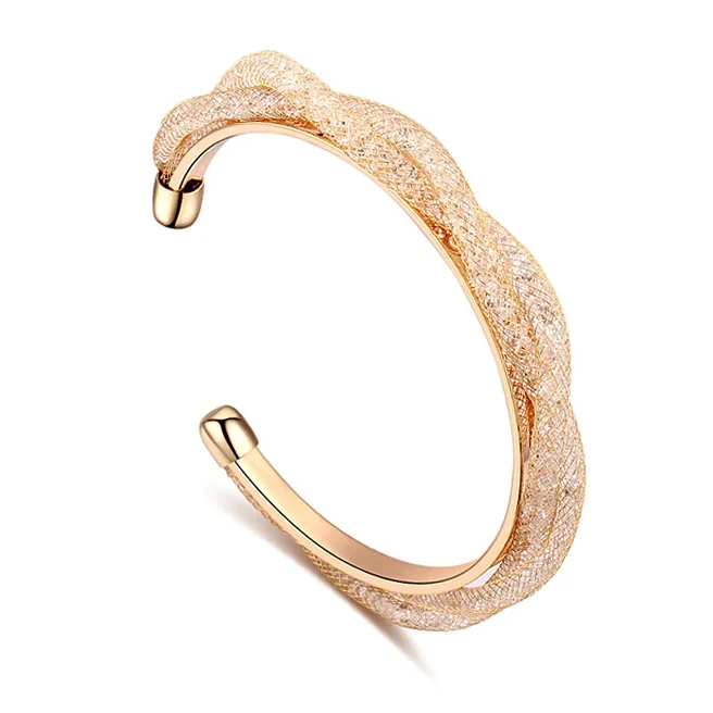 

New Style Mesh Bracelet & Bangles for Woman Full of Austria Crystal Open Female Bracelets Party Jewelry Gift