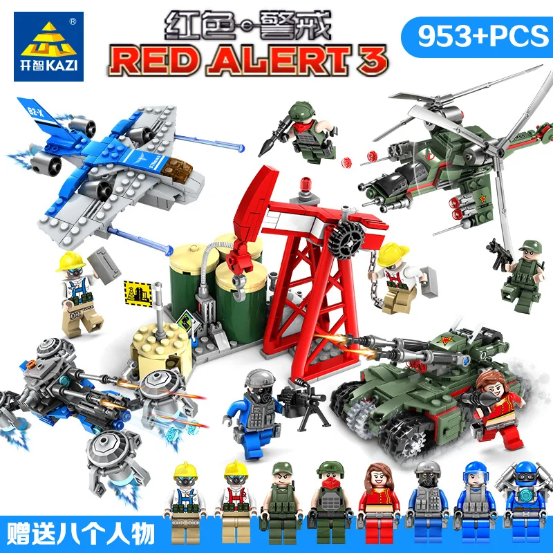 

KAZI 81019 Military series Red alert Building Blocks set Kids DIY Bricks Toys Army Transport bomber Blocks Toys