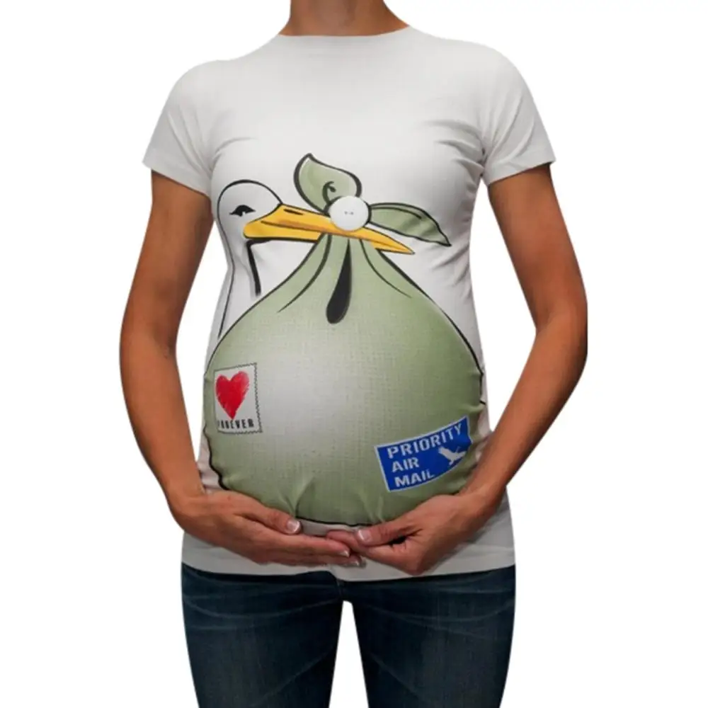 Одежда для грудного вскармливания; Милая Повседневная футболка с коротким рукавом и забавным принтом для беременных; топы для беременных; футболка для малышей; A1 - Цвет: Зеленый