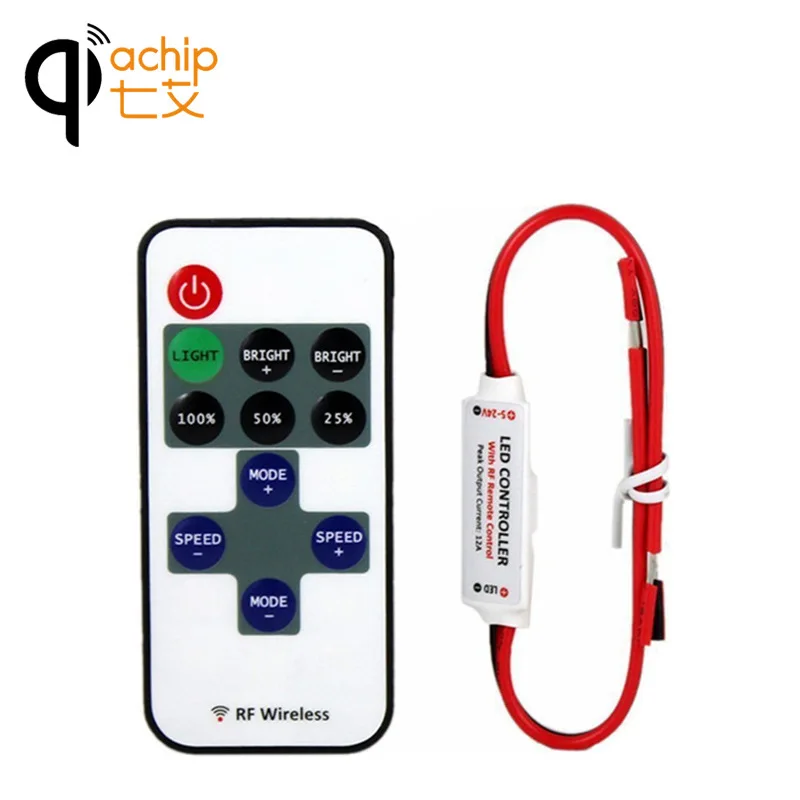 

DC5-24V wireless mini led controller dimmer 11key RF remote control For 3528 5050 Single Color LED Light Strip free shipQIACHIP