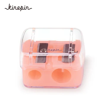 

1PC for sharpening eyebrow+eye+lip liner pencil Mini sleeve Double Holes Pencil Sharpener with container blacklead Makeup Tools