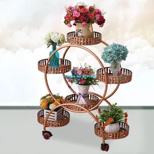 Европейский стиль tieyi многослойная полка внутренняя провинция пространство зеленоватая Балконная полка гостиная с колесом цветочный горшок рама