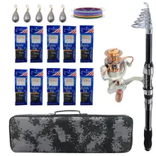Набор инструментов для удочки, набор Спиннинговых телескопических рыболовных удилищ с сабиками, свинцовые грузила, приманка, набор рыболовных сумок