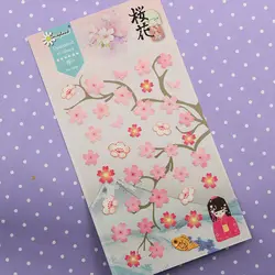1 лист Новые Красивые цветущей сакуры японский цветок галерея дневников канцелярские письмо декоративные бумажные наклейки H0607