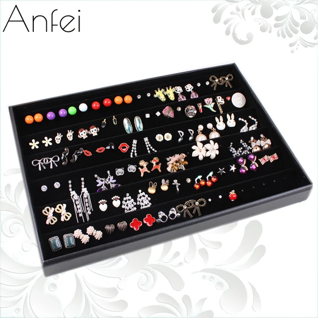 Black Velvet Leather Earrings Frame Wheel Stud Earring Black Velvet Leather Earrings Frame Wheel Stud Earring Jewelry Holder Display Rack Storage Box Accessories