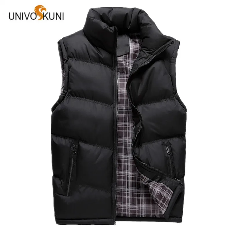 

UNIVOS KUNI New 2017 Autumn Winter Man Vests Leisure Fashion Feather Cotton Warm Sleeveless Jackets Man Outerwear Coats Q5159