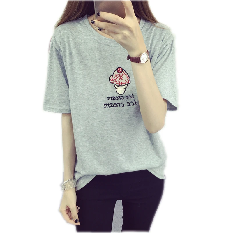 Каваи милый печатных мороженое лето t shirt женщины топы с коротким рукавом