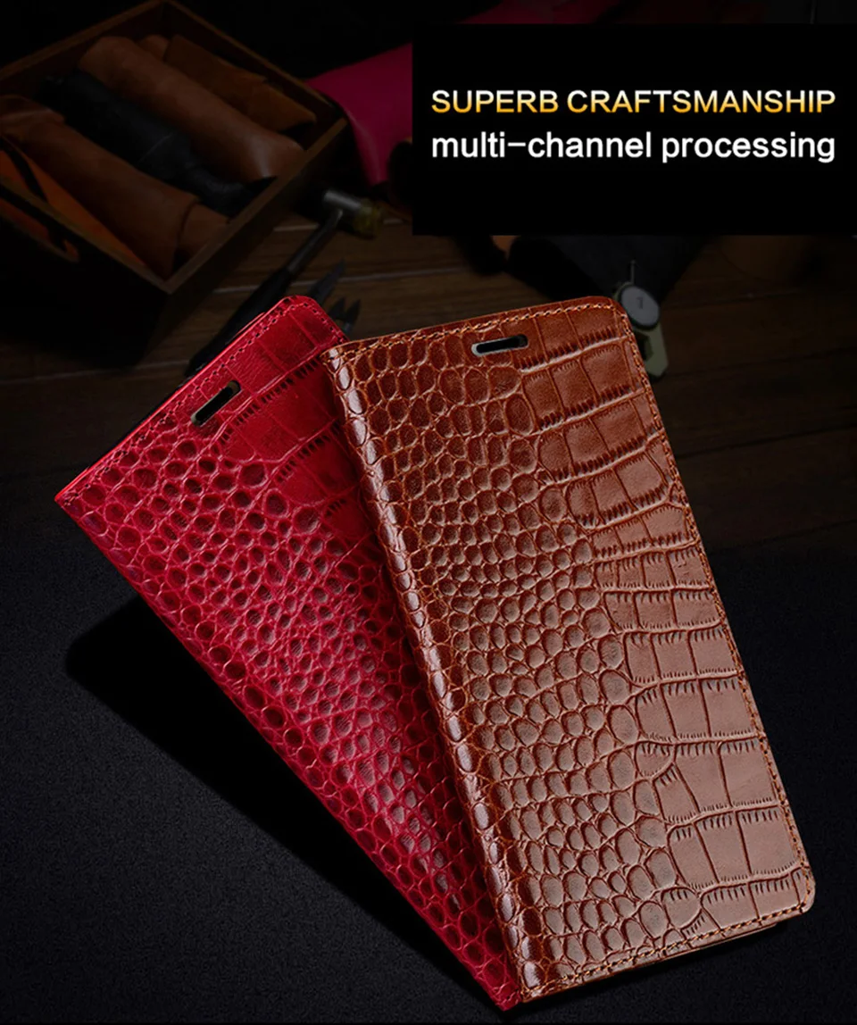 

Wangcangli Handmade genuine leather phone case for Sony Xperia a2 crocodile texture phone protective shell flip phone shell