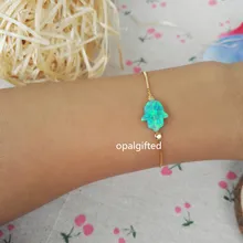 1 шт./лот, новая мода, зеленый, 11*13 мм, опал, браслет Хамса, с 925 серебром, золотой, в коробке, цепь, рука Фатимы, браслет, ювелирное изделие для подарка